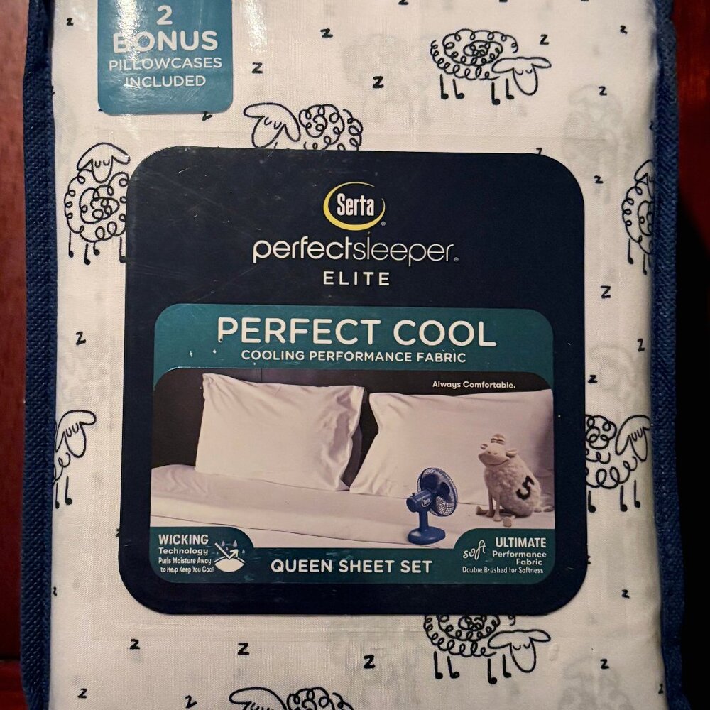 6-pc Serta Perfect Sleeper Elite Prochill SLEEPING SHEEP Queen Size Sheet Set - Picture 6 of 7